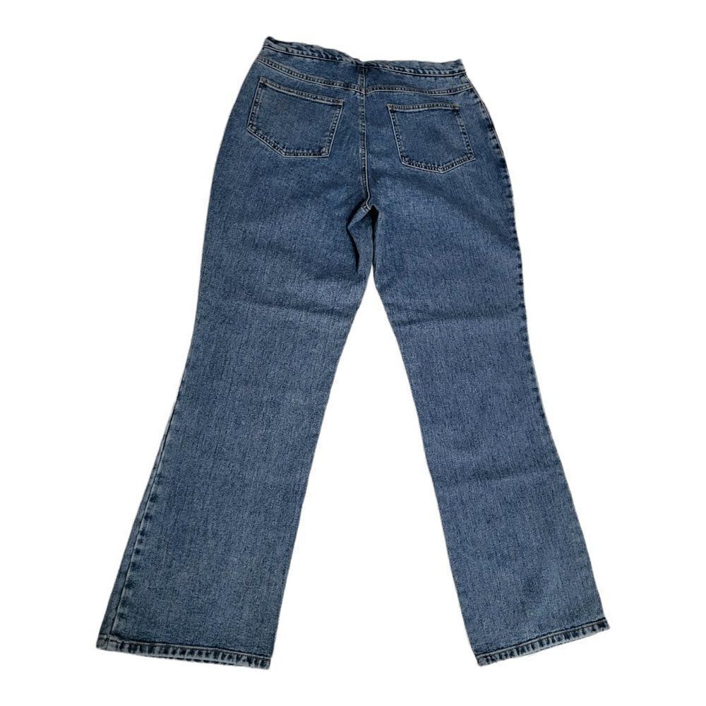 𝅺NEWPORT News Jeanology High Rise Mom Jeans Blue Denim Tie Closure Size 14 - Picture 2 of 9